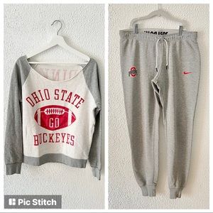 Ohio State Sweatshirt & Jogger Sweatpants. Size L. Nike & Victorias Secret Pink
